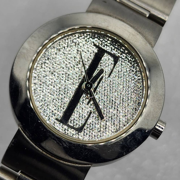 ELLE E Watch Shimmer Bling Stainless Steel Silver polish brushed bracelet dazzle - Picture 1 of 5